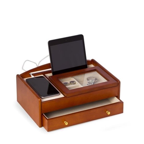 Bey Berk International Bey-Berk International BB690BRW Cherry Wood Valet Box; Brown BB690BRW